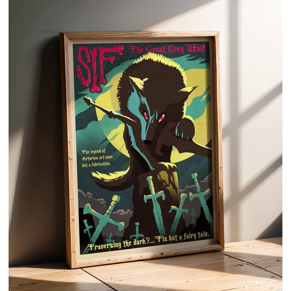 GREY WOLF Art, Video Game, Horror, Art, Game Room, Prints, Wall Art