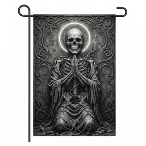 GRFHBOR Yard Flags, Blessed Dust Celestial Death Garden Flag, Double-Sided High-Quality White Linen Garden Flags For Outside Garden Decor, 12x18Inch