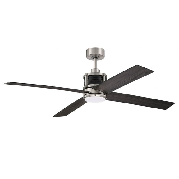 GRG56BNKFB4 Craftmade Lighting Gregory - 4 Blade Ceiling Fan with Light Kit-16.1 Inches Tall and 56 Inches Wide-Brushed Polished Nickel/Flat Black