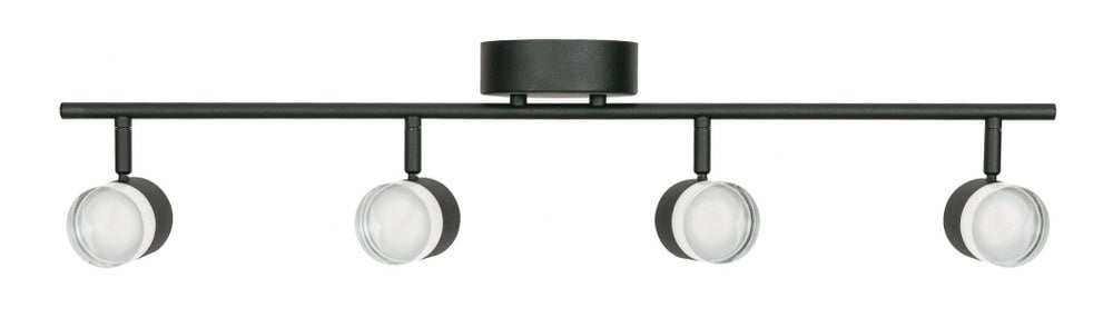 Gregor Black Frosted Glass 4-Light LED Fixed Rail
