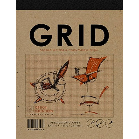 Orange Grid Pad. Removable Sheets. Mixed Media Paper. Reinforced Lay Flat Binding. (8.5" x 11") PAD-2550-TS (1 Pad)
