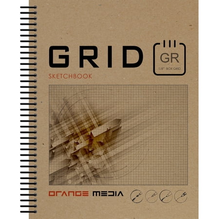 Grey Grid Sketchbook. Spiral Bound. Left Spine. Multi-Media Paper. 1/8" Box Grid. (8.5" x 11") SB-2550-LS