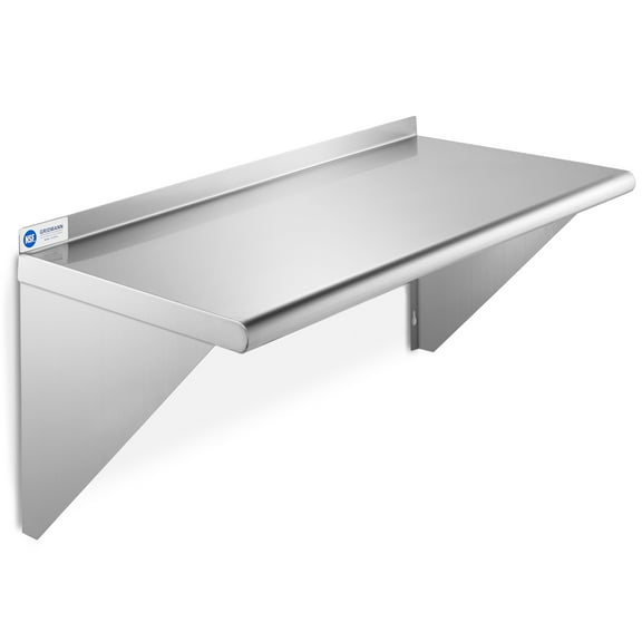 GRIDMANN 12" x 24" NSF Stainless Steel Kitchen Wall Mount Shelf w/ Backsplash