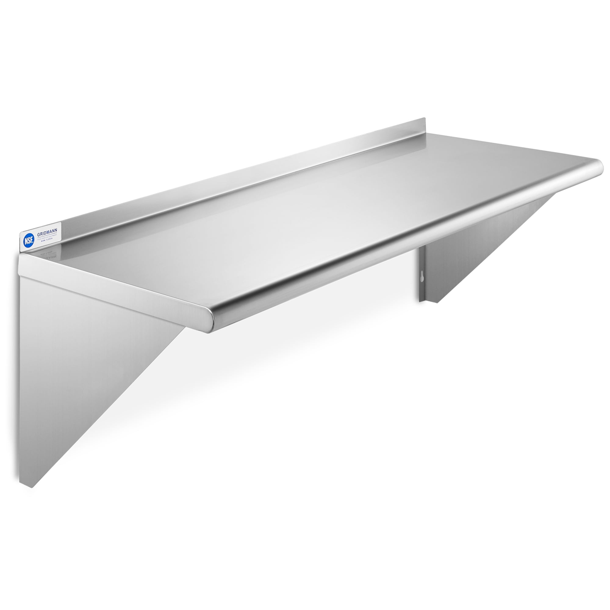 36" Stainless Steel Wall-Mount Shelf with Backsplash