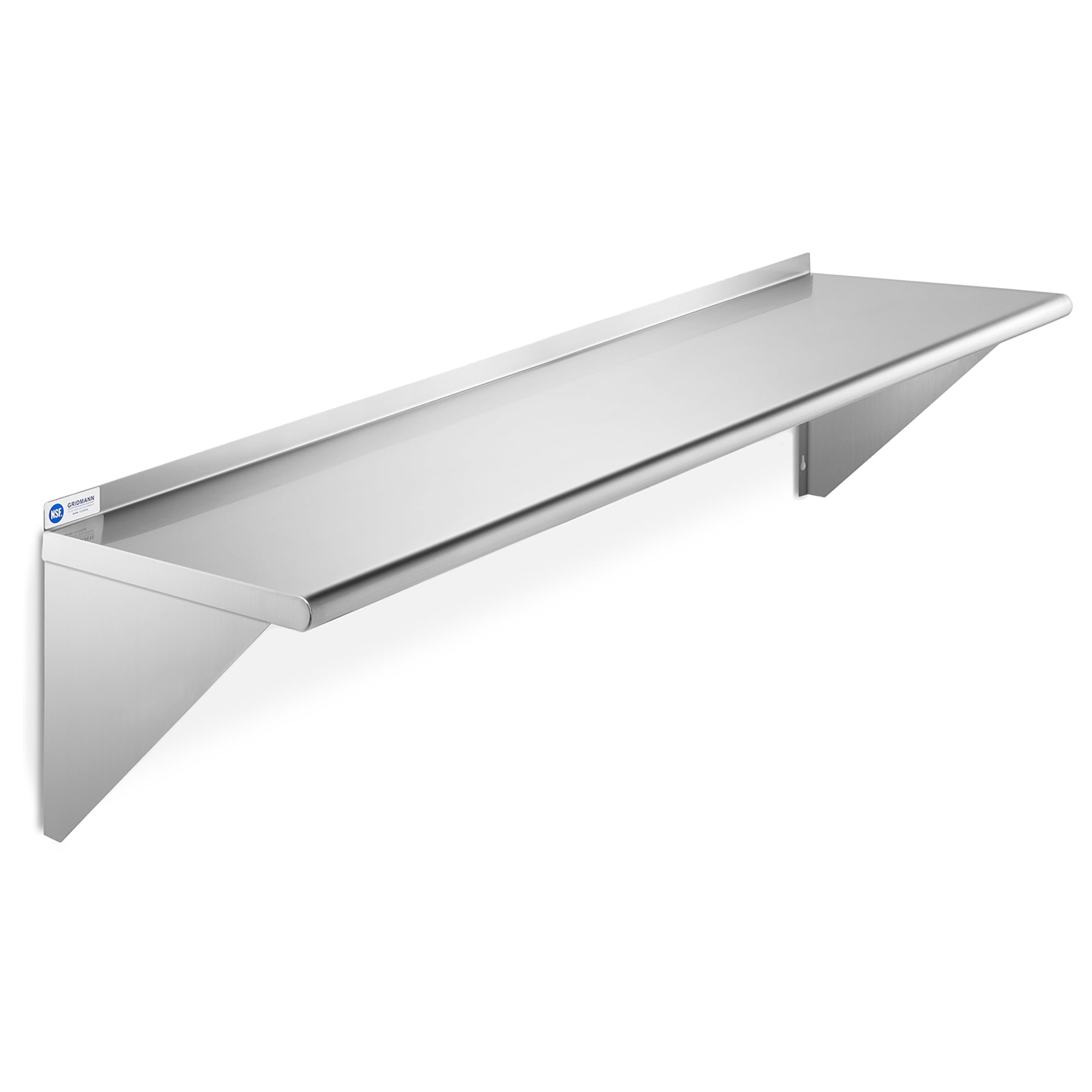 60" Stainless Steel Wall-Mount Shelf with Backsplash