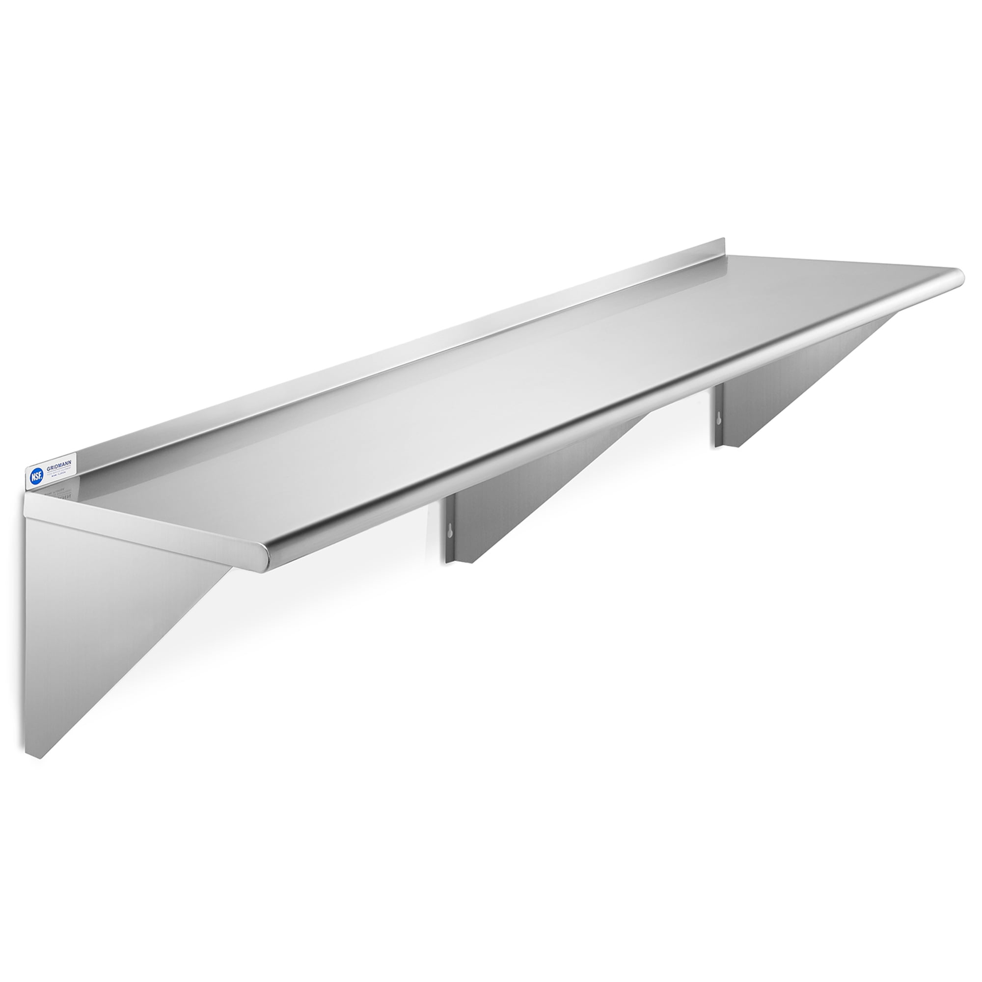 GRIDMANN 72" Stainless Steel Wall Mount Shelf with Backsplash