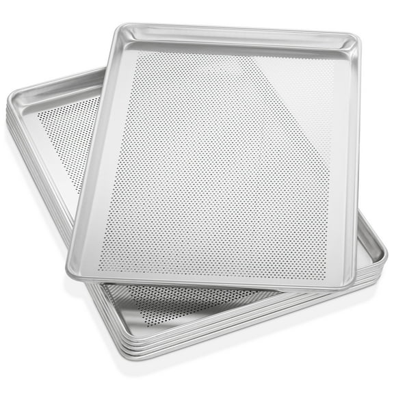GRIDMANN 18" x 26" Commercial Grade Aluminum Perforated Baking Sheet Pan, Full Size Baking Tray - 6 Pans