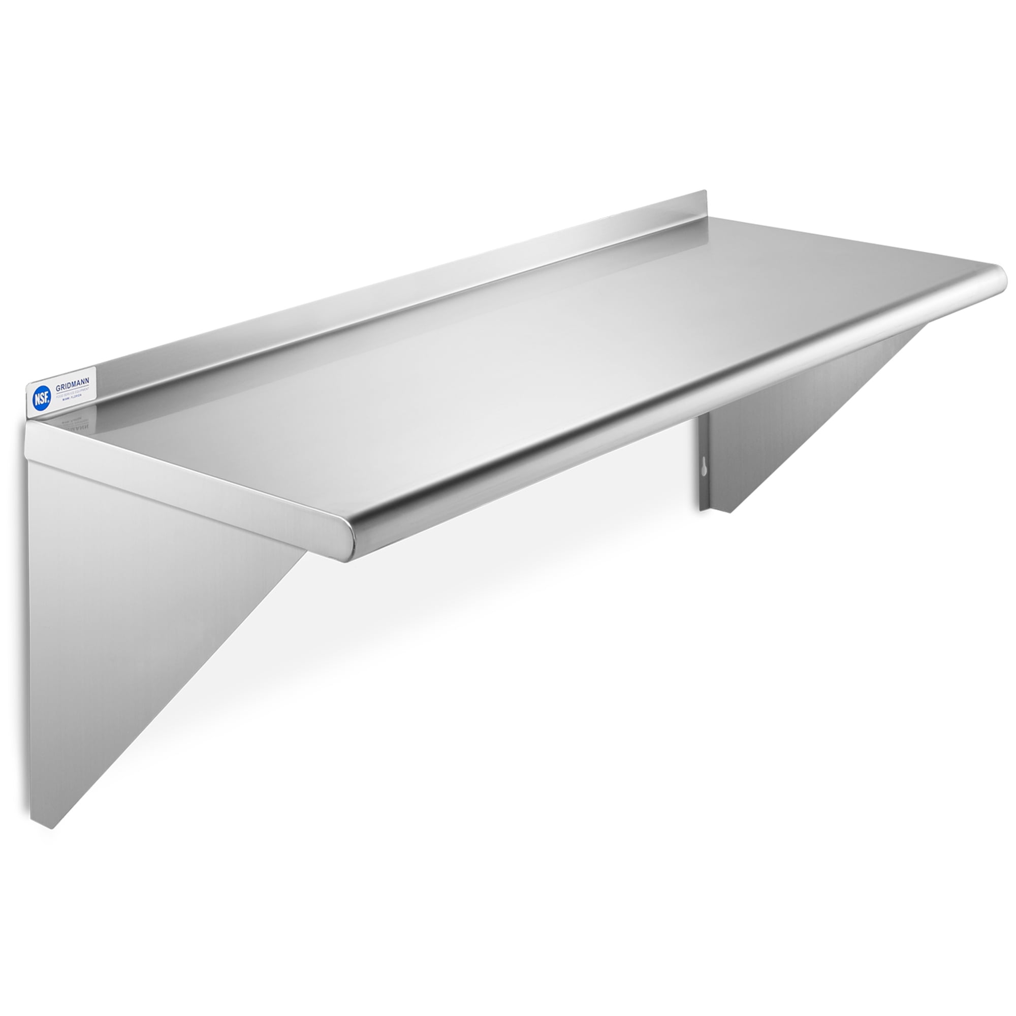 Stainless Steel Wall-Mounted Shelf with Backsplash