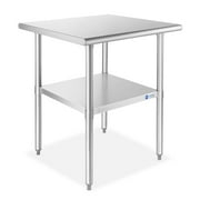 GRIDMANN 24 x 24 Inch Stainless Steel Table w/ Undershelf, NSF Commercial Kitchen Work & Prep Table