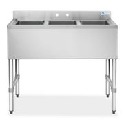 GRIDMANN 3 Compartment Stainless Steel Bar Sink, NSF Commercial Kitchen Underbar Sink