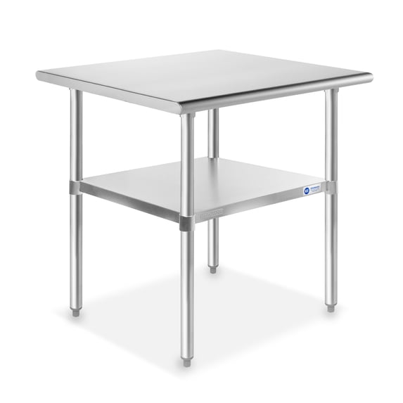 GRIDMANN 30 x 24 Inch Stainless Steel Table w/ Undershelf, NSF Commercial Kitchen Work & Prep Table