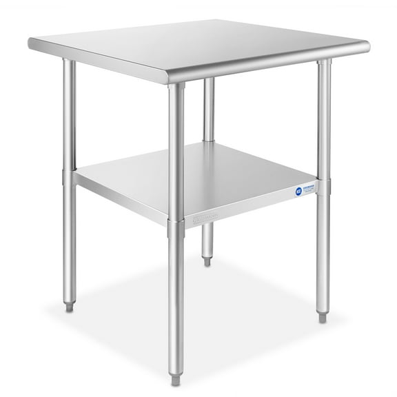 GRIDMANN 30 x 30 Inch Stainless Steel Table w/ Undershelf, NSF Commercial Kitchen Work & Prep Table