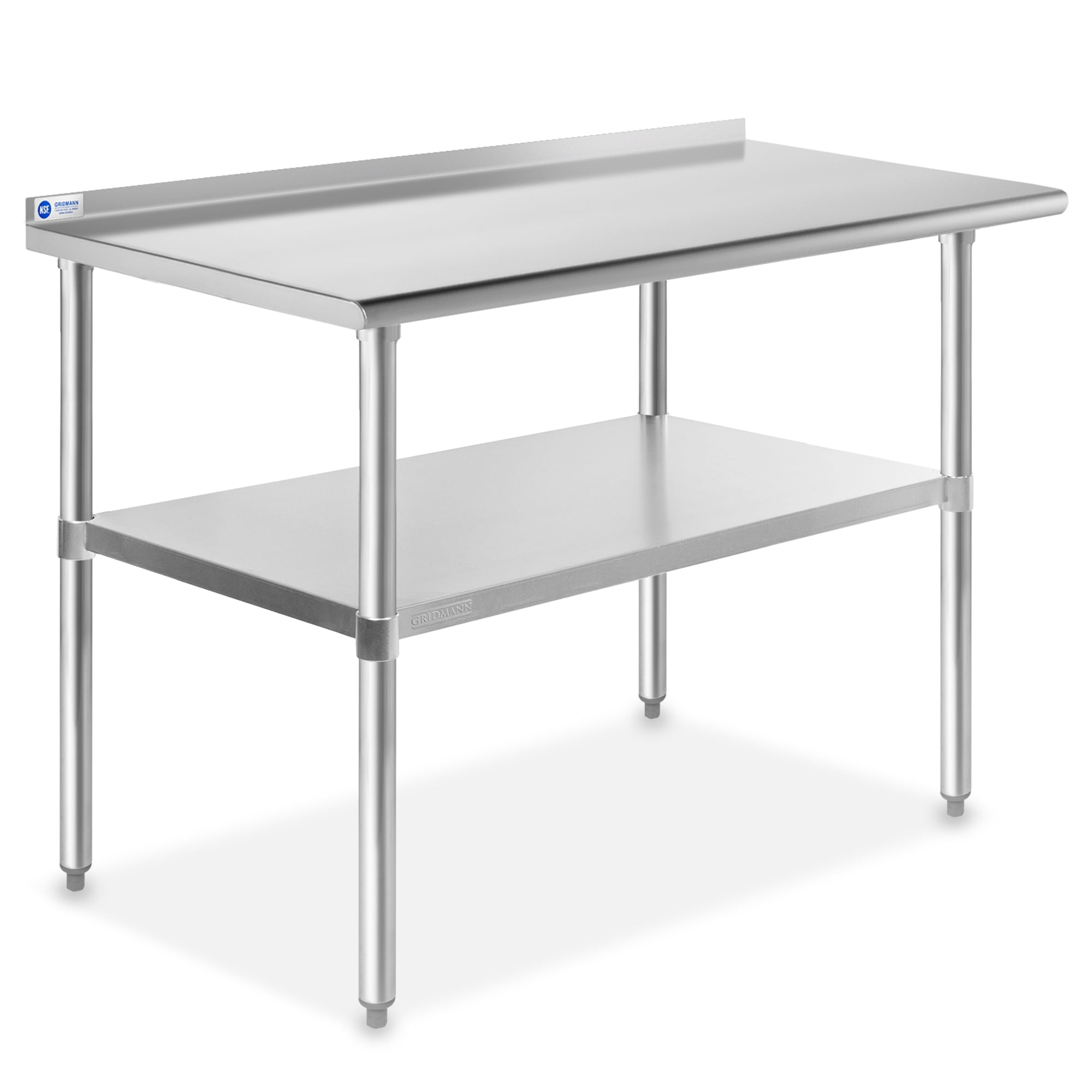 GRIDMANN 48'' Stainless Steel Work Table with Backsplash and Undershelf