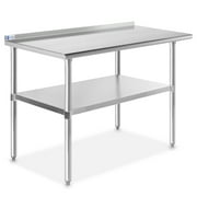 GRIDMANN 48 x 24 Inch Stainless Steel Table w/ Backsplash and Undershelf, NSF Commercial Kitchen Work & Prep Table