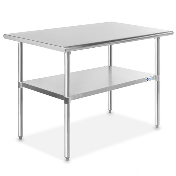 GRIDMANN 48 x 30 Inch Stainless Steel Table w/ Undershelf, NSF Commercial Kitchen Work & Prep Table
