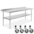 thumbnail image 1 of GRIDMANN 72 x 24 Inch Stainless Steel Table w/ Backsplash & 4 Casters, NSF Commercial Kitchen Work & Prep Table, 1 of 7