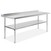 GRIDMANN 72 x 24 Inch Stainless Steel Table w/ Backsplash and Undershelf, NSF Commercial Kitchen Work & Prep Table