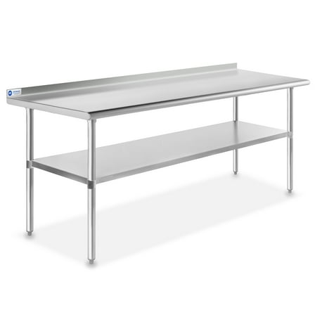 GRIDMANN 72 x 30 Inch Stainless Steel Table w/ Backsplash and Undershelf, NSF Commercial Kitchen Work & Prep Table