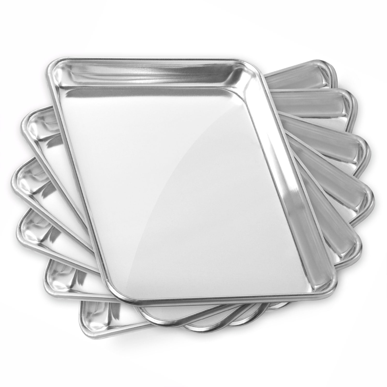GRIDMANN 9" x 13" Commercial Grade Aluminum Cookie Sheet Baking Tray Jelly Roll Pan Quarter Sheet - 6 Pans