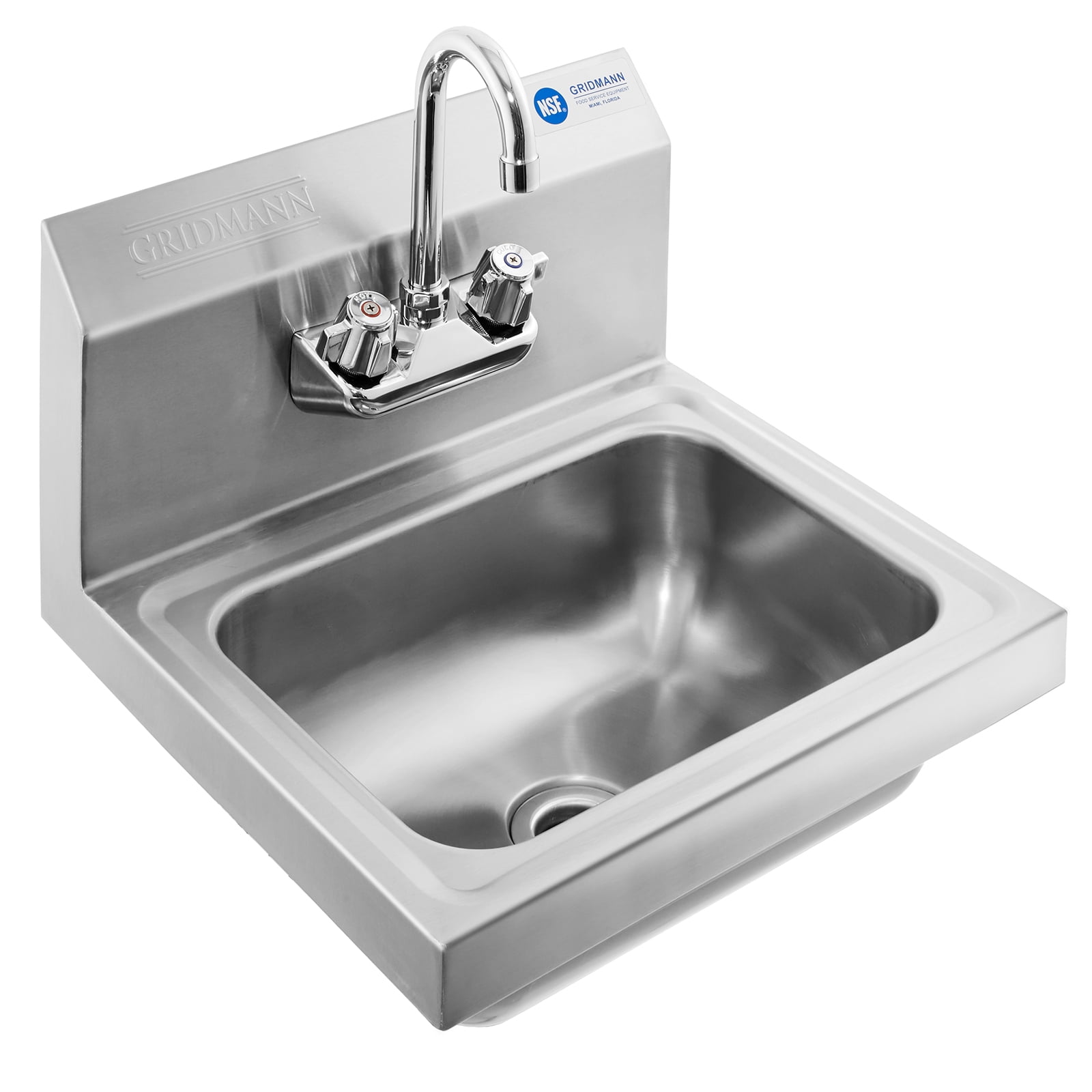 Commercial NSF Stainless Steel Wall Mount Hand Washing Sink with Faucet