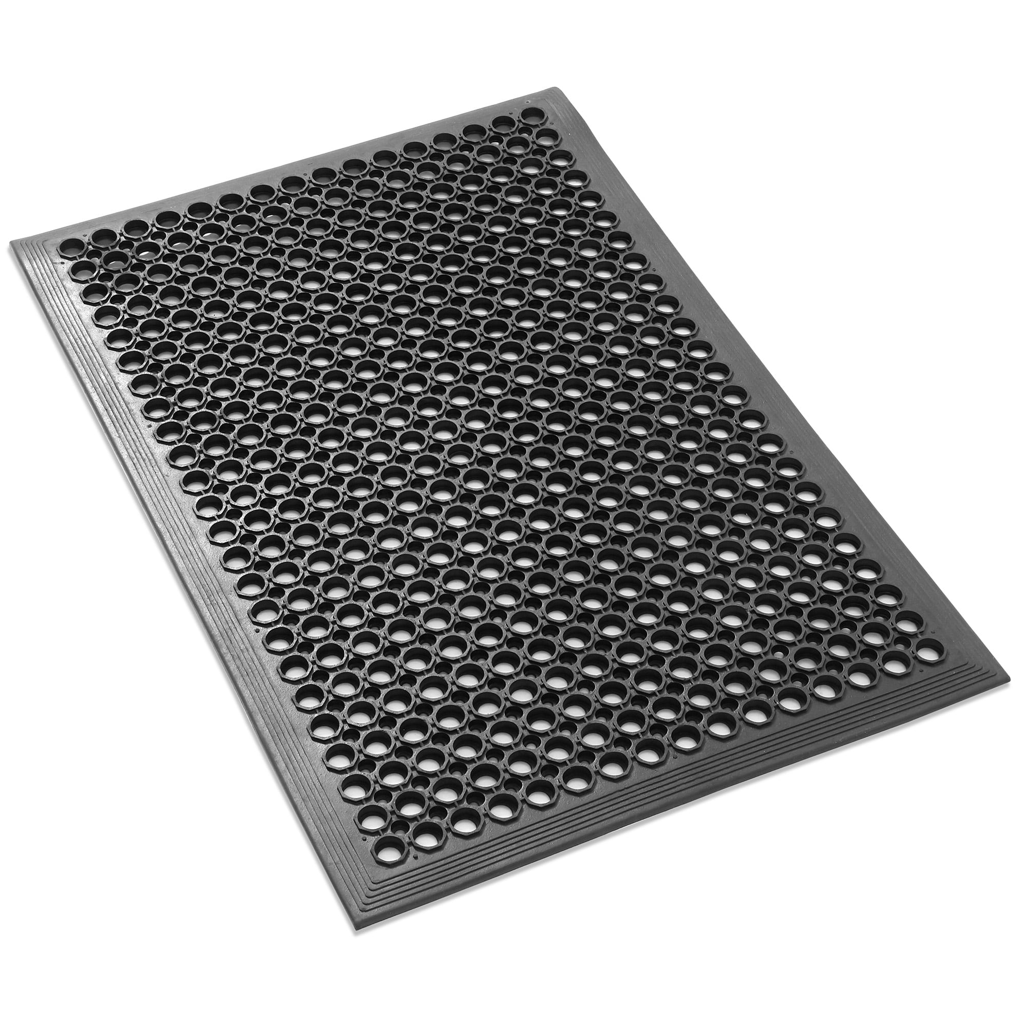 Black 36" x 36" Non-Slip Rubber Kitchen Drainage Mat