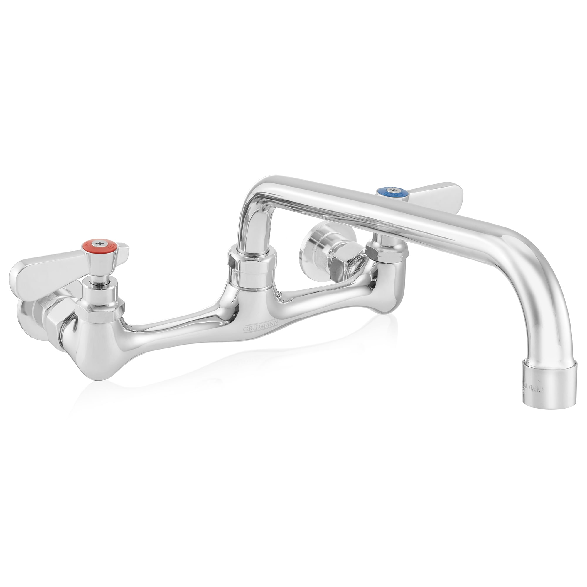 GRIDMANN Commercial Wall Mount Sink Faucet, 8" Center with 12" Swivel ...