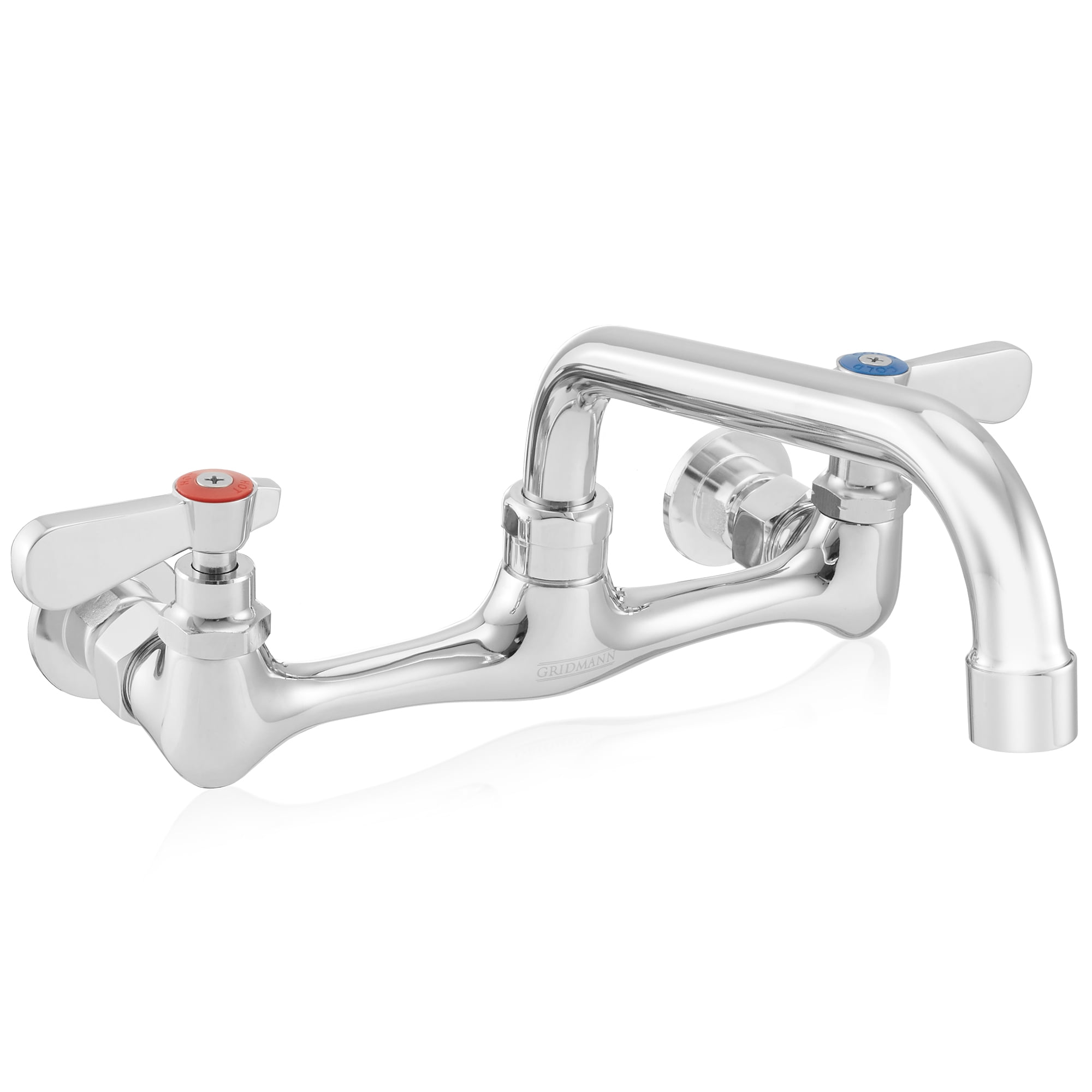 Chrome Wall Mounted Dual Lever Bathroom Faucet