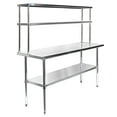 thumbnail image 1 of GRIDMANN NSF Stainless Steel Commercial Kitchen Prep & Work Table Plus A 2 Tier Shelf - 60 in. x 12 in., 1 of 7