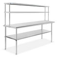 thumbnail image 1 of GRIDMANN NSF Stainless Steel Commercial Kitchen Prep & Work Table Plus A 2 Tier Shelf - 72 in. x 12 in., 1 of 7