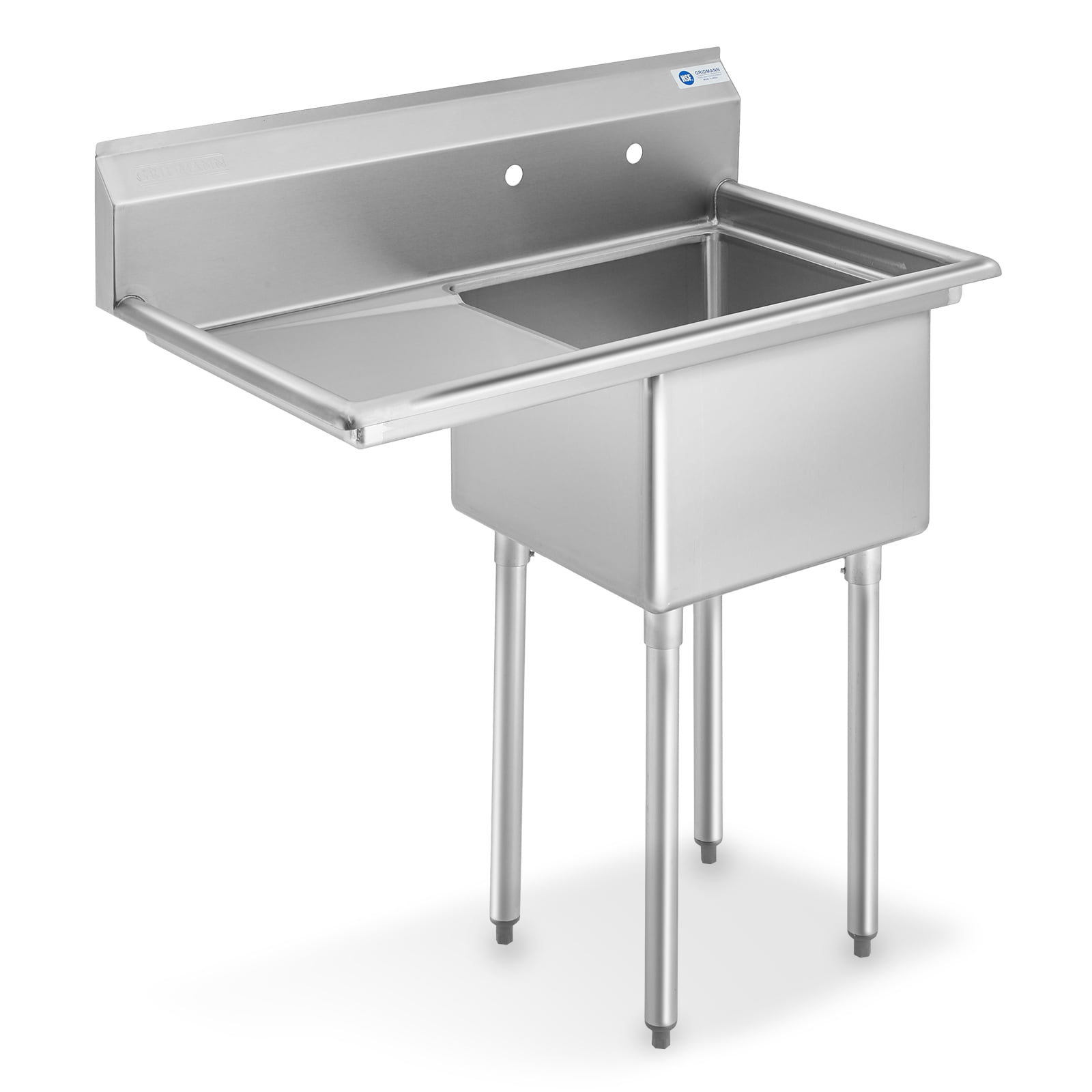 GRIDMANN Stainless Steel Utility Sink with Left Drainboard, NSF Commercial Kitchen Prep Sink