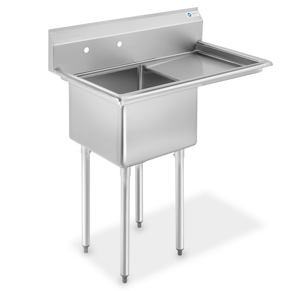 GRIDMANN Stainless Steel Utility Sink with Right Drainboard, NSF Commercial Kitchen Prep Sink