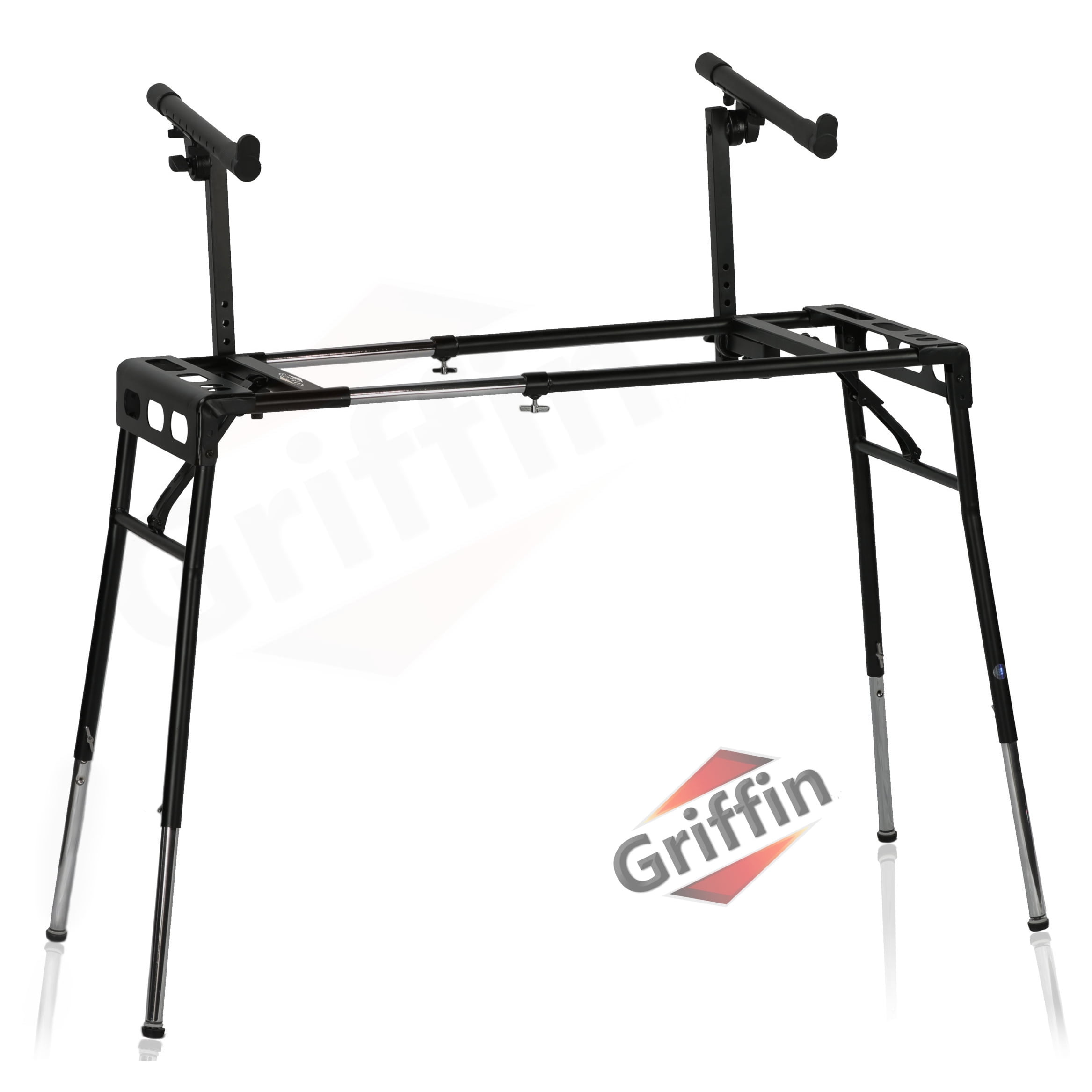 GRIFFIN 2-Tier DJ Coffin Workstation Stand - Double Table Top Keyboard  Laptop Holder - Duel Level Digital Piano Rack Mount Platform for Studio Mixer by GeekStands.com