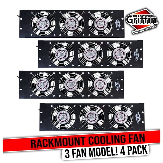 Fans For Coling Racks GRIFFIN Rackmount Exhaust Fan (4 PACK)| 3U Ultra-Quiet Triple Cooling ...