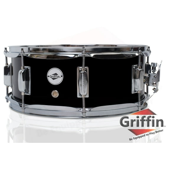 GRIFFIN  GRIFFIN Snare Drum - Black GRIFFIN Snare Drum - Black 14'x5.5 Poplar Wood Shell Acoustic Percussion Kit Set