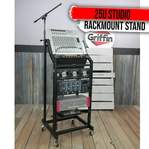 GRIFFIN Steel Electronic Stand Rolling Music Studio, Black