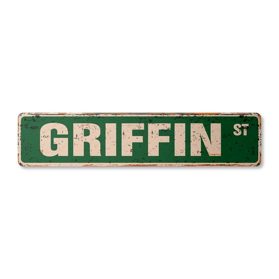 GRIFFIN Vintage Plastic Street Sign Childrens Name Room Sign | Indoor/Outdoor | 18" Wide