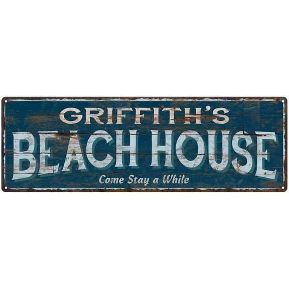 GRIFFITH'S Beach House Blue Rustic Cabin Home Decor 6x18 Metal 206180026369