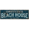 thumbnail image 1 of GRIFFITH'S Beach House Blue Rustic Cabin Home Decor 8x24 Metal 108240026369, 1 of 1
