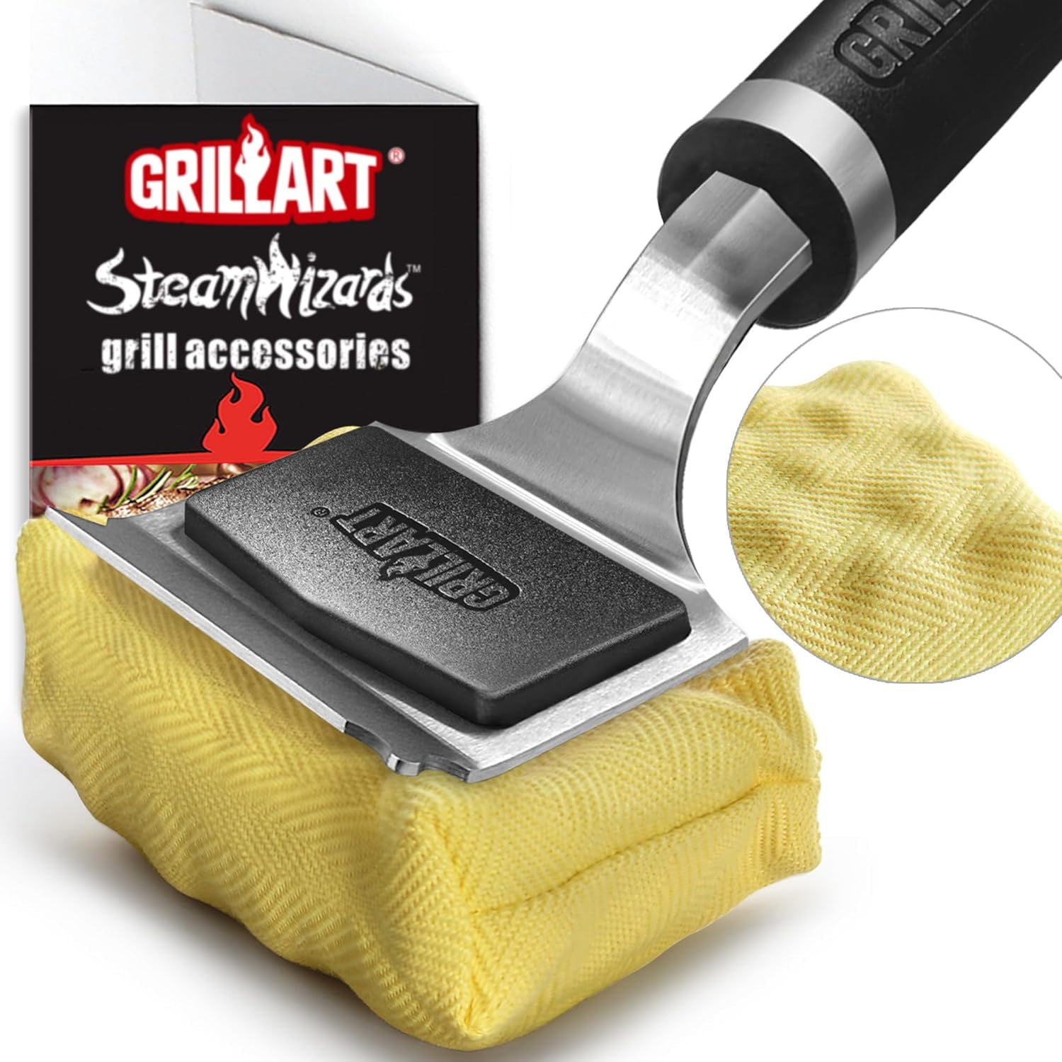 Bristle-Free Stainless Steel and Plastic Grill Brush with Scraper