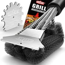 GRILLART Grill Brush and Scraper 18 Inch - Wire Bristle Brush Double Scrapers - Barbecue Cleaning Brush for Gas/Charcoal Grilling Grates - Universal Fit BBQ Grill Accessories