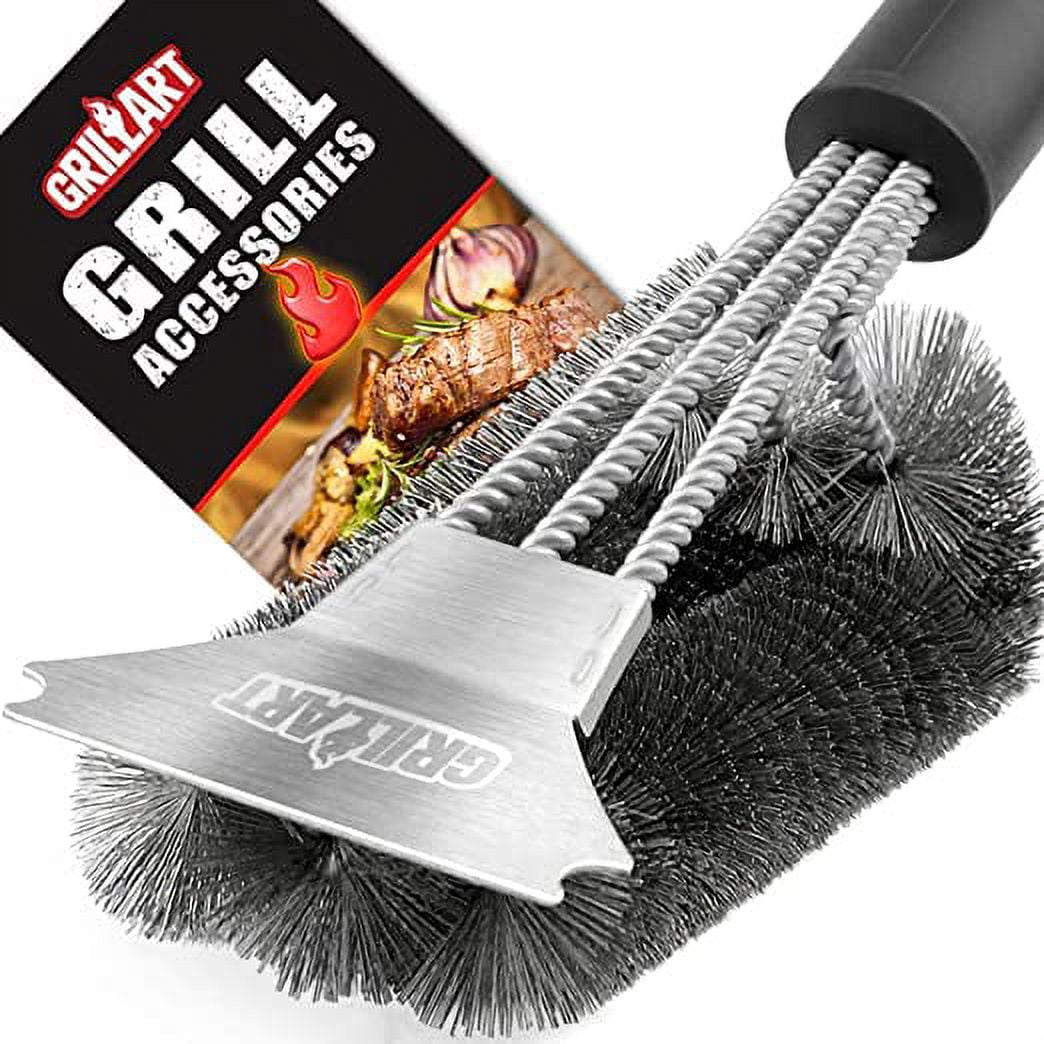  Scrub Daddy BBQ Daddy Grill Brush - Bristle Free Steam Cleaning  Scrubber with ArmorTec Steel Mesh - Replaceable Head Cleaning Brush +  Scraper for Grill Grates (1 Count) : Patio, Lawn & Garden