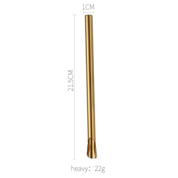 GRIMPEX 0.4 Inch Stainless Steel Dual-Use Straw Spoon Stirring Spoon Straw 6 Colors Gold