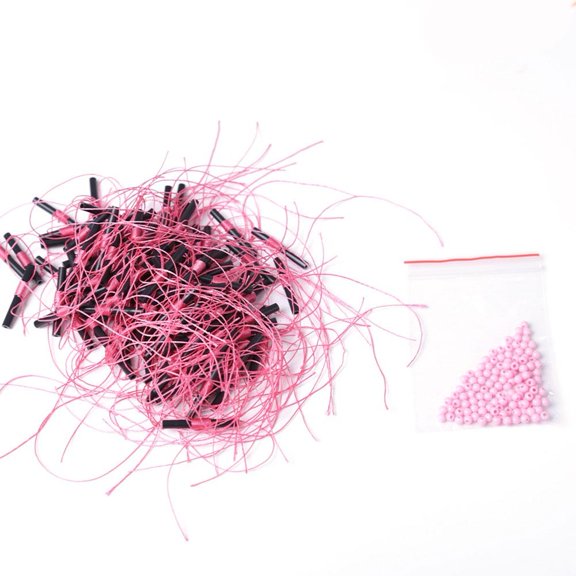 GRIMPEX 100Pcs Fishing Float Stop Kit Cotton Knots with Beads for Rig Building Pink 100 Pcs