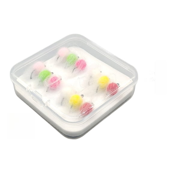 GRIMPEX 12 Piece Egg Fly Lure Set for Trout Salmon Bass High Carbon Steel Barbed Hook B