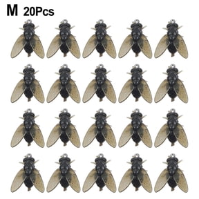 GRIMPEX 20Pcs Realistic Housefly Fishing Lures for Anglers Fly Fishing Insect Lures Black Silicone 6.56.52cm Lifelike Real-Fly Design 20Pcs M Size