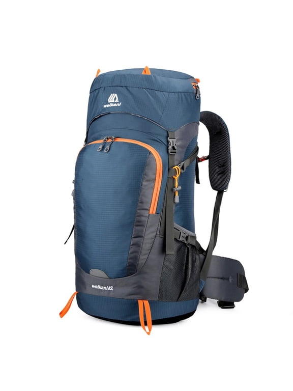 65L Backpack Water-resistant Hiking Backpack With Rain Cover Outdoor Sport Travel Daypack For Camping Climbing Mountaineering Dark Blue
