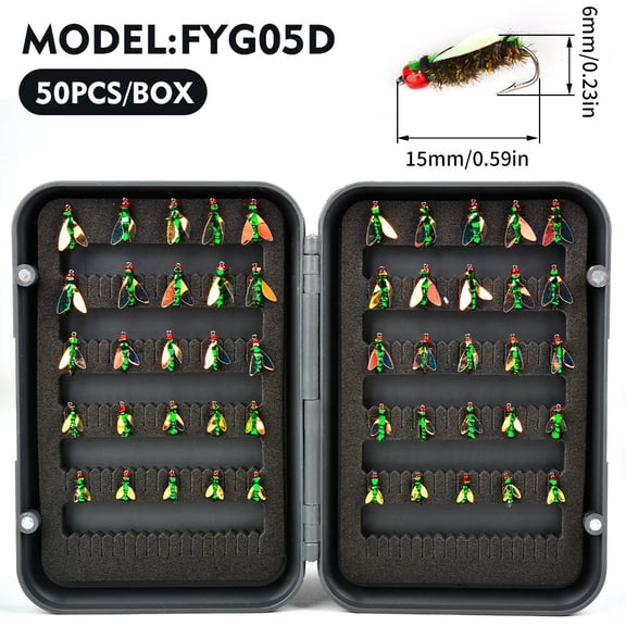 GRIMPEX Biomimetic Fly Fishing Hooks 50Pcs Lifelike Moth Lure for Trout Tilapia Handmade Color D