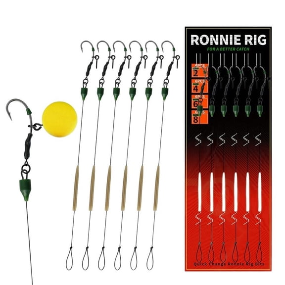 GRIMPEX Carp Fishing Rig Ronnie Style 6Pcs High Carbon Steel Hooks Anti-Tangle Design 6 Pointed Screw