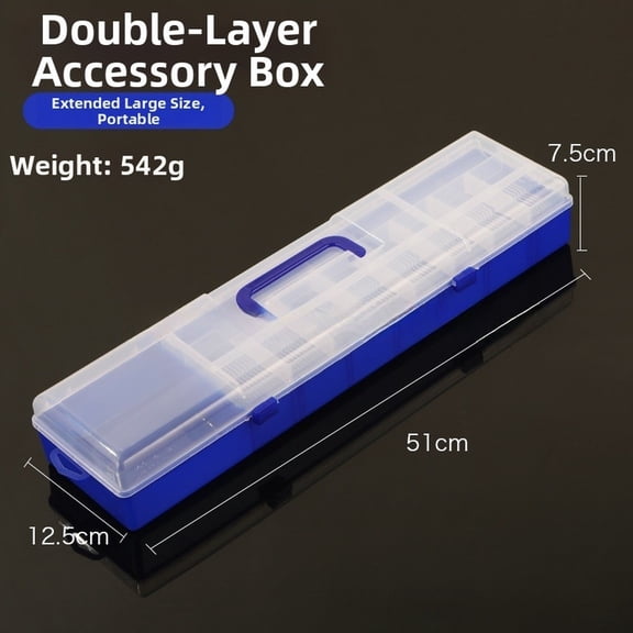 GRIMPEX Double Layer Fishing Tackle Box Portable Lure Storage Case with Adjustable Large Size