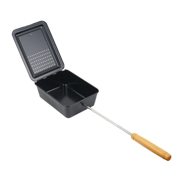 GRIMPEX Foldable Portable Camping Cookware Nonstick Frying Pan with Wooden Handle